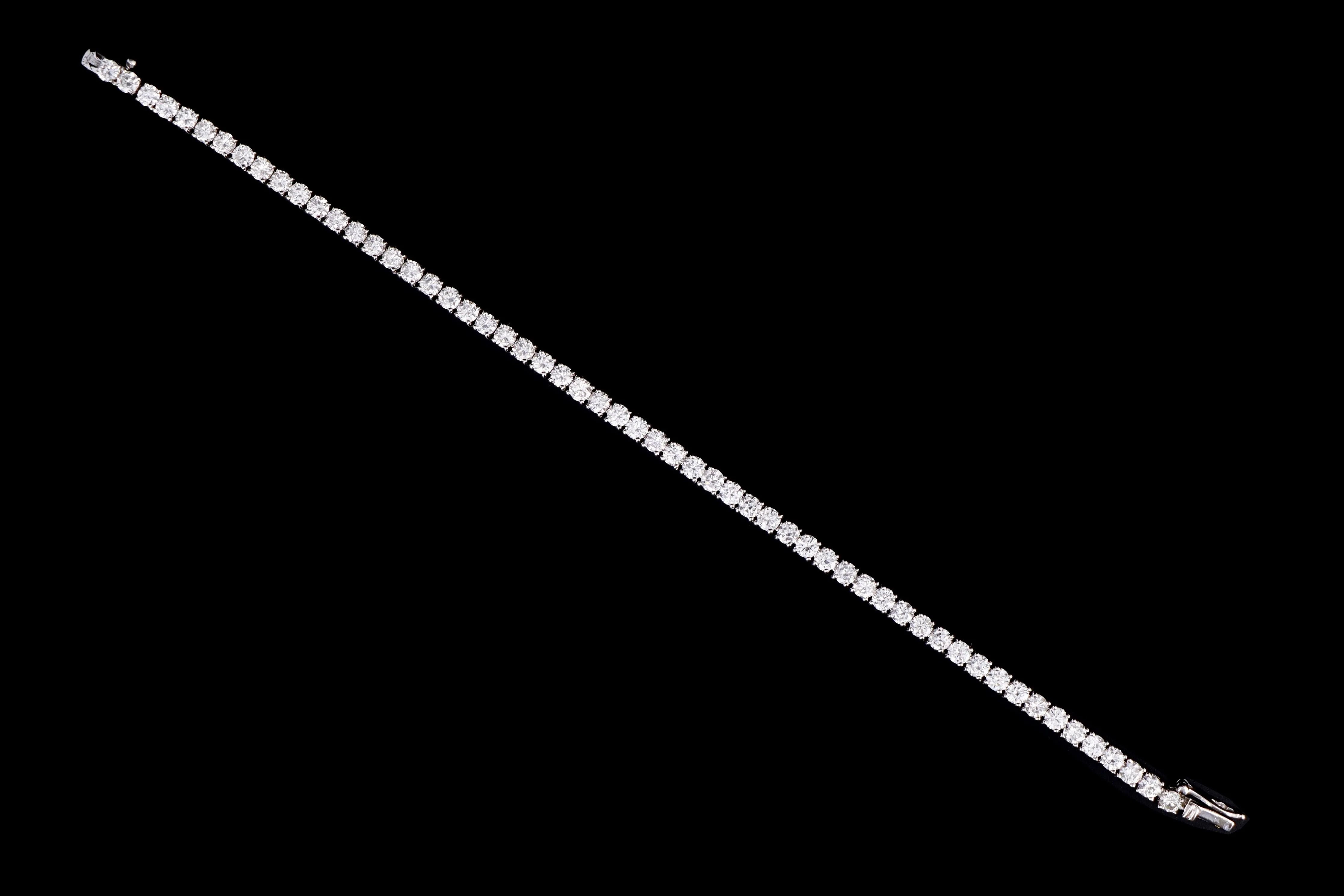 New 14K White Gold 6.49 Carat Total Weight Diamond Tennis Bracelet
