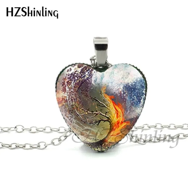 New Divergent Heart Necklace Tree Pendant Jewelry
