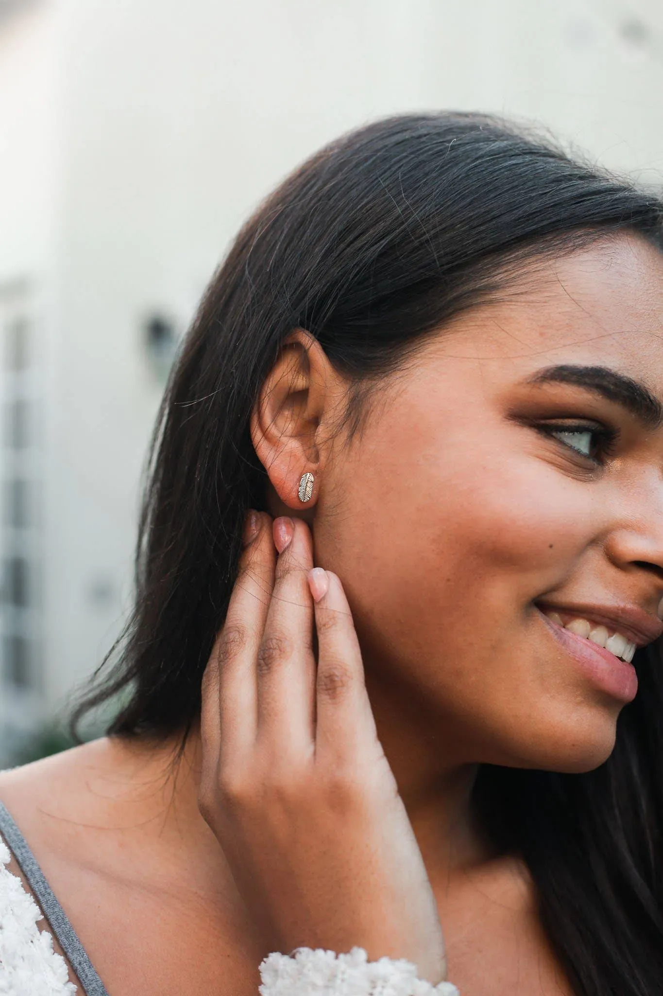 New Moon Gold Earrings - NATURAL BEAUTY/LEAF