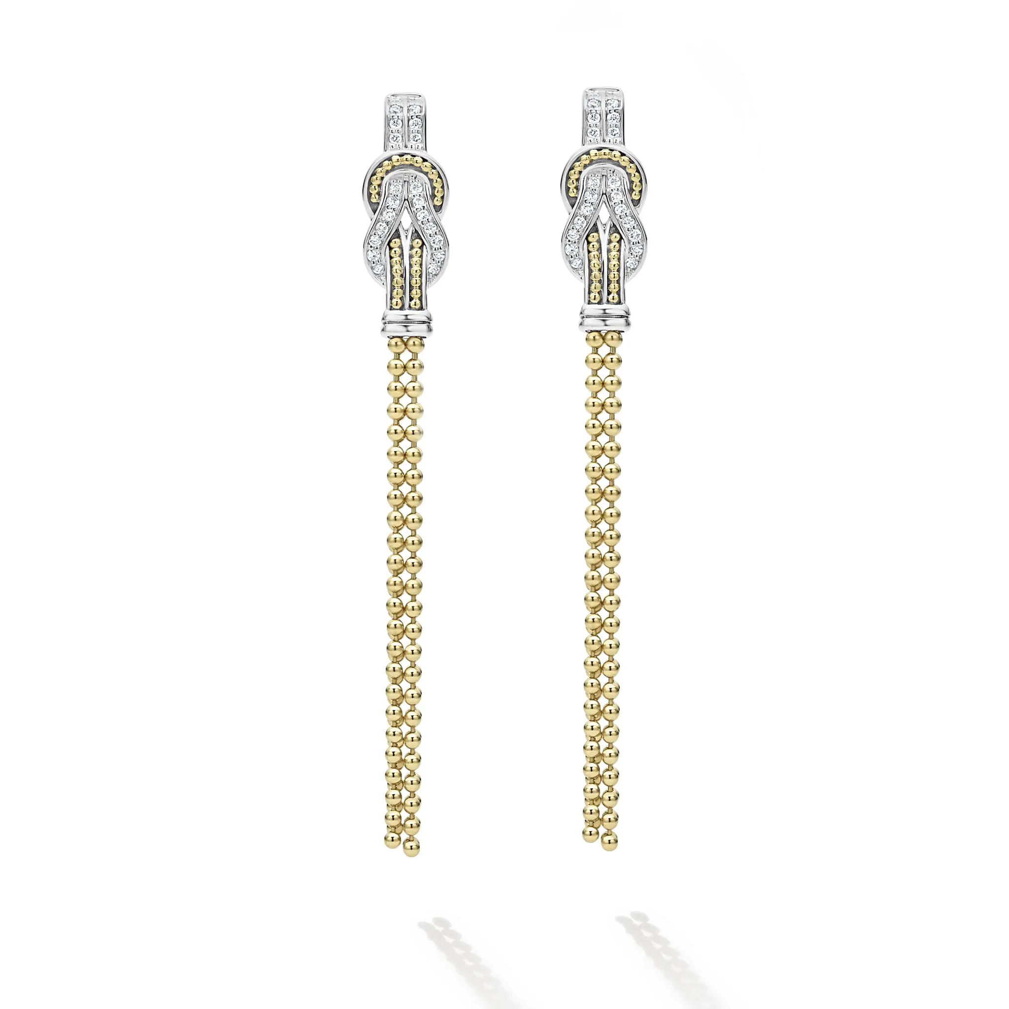 Newport Two-Tone Knot Diamond Tassel Earring