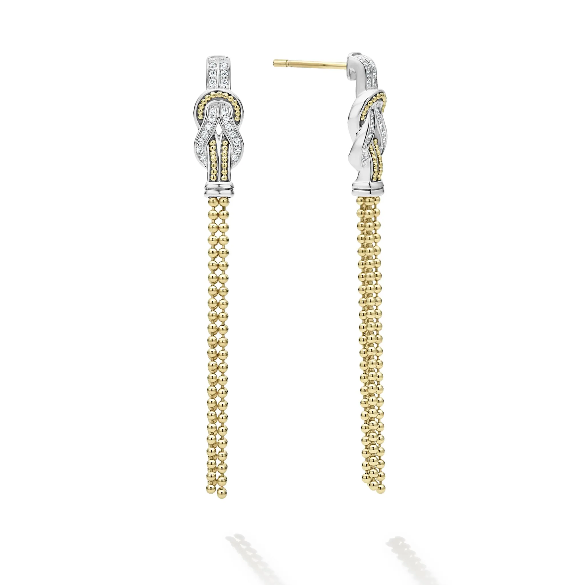 Newport Two-Tone Knot Diamond Tassel Earring