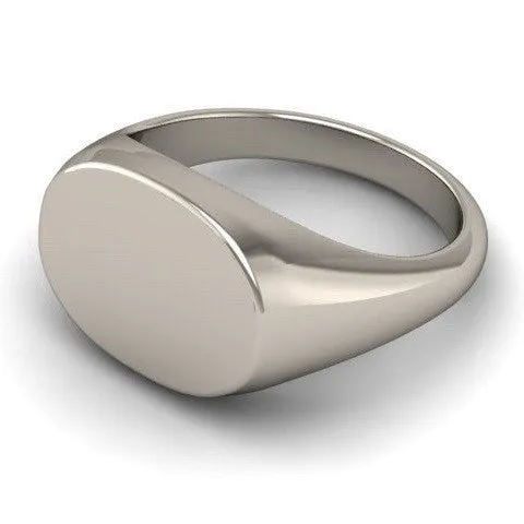 Oblong 15mm x 11mm  -  9 Carat White Gold Signet Ring