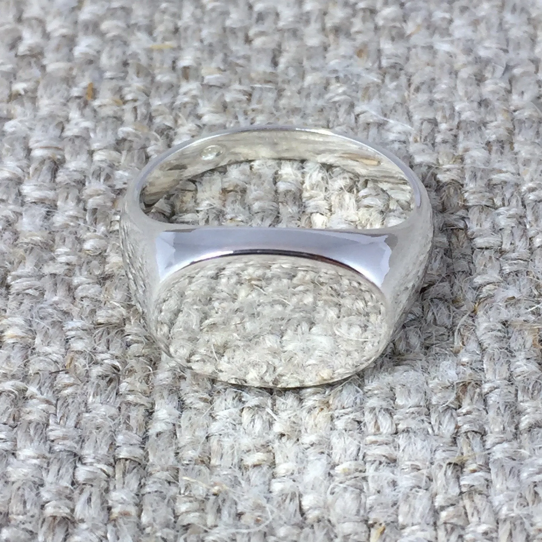 Oblong 15mm x 11mm  -  9 Carat White Gold Signet Ring