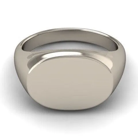 Oblong 15mm x 11mm  -  9 Carat White Gold Signet Ring