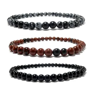 Obsidian Anklet Set Black Mahogany Snowflake Trio