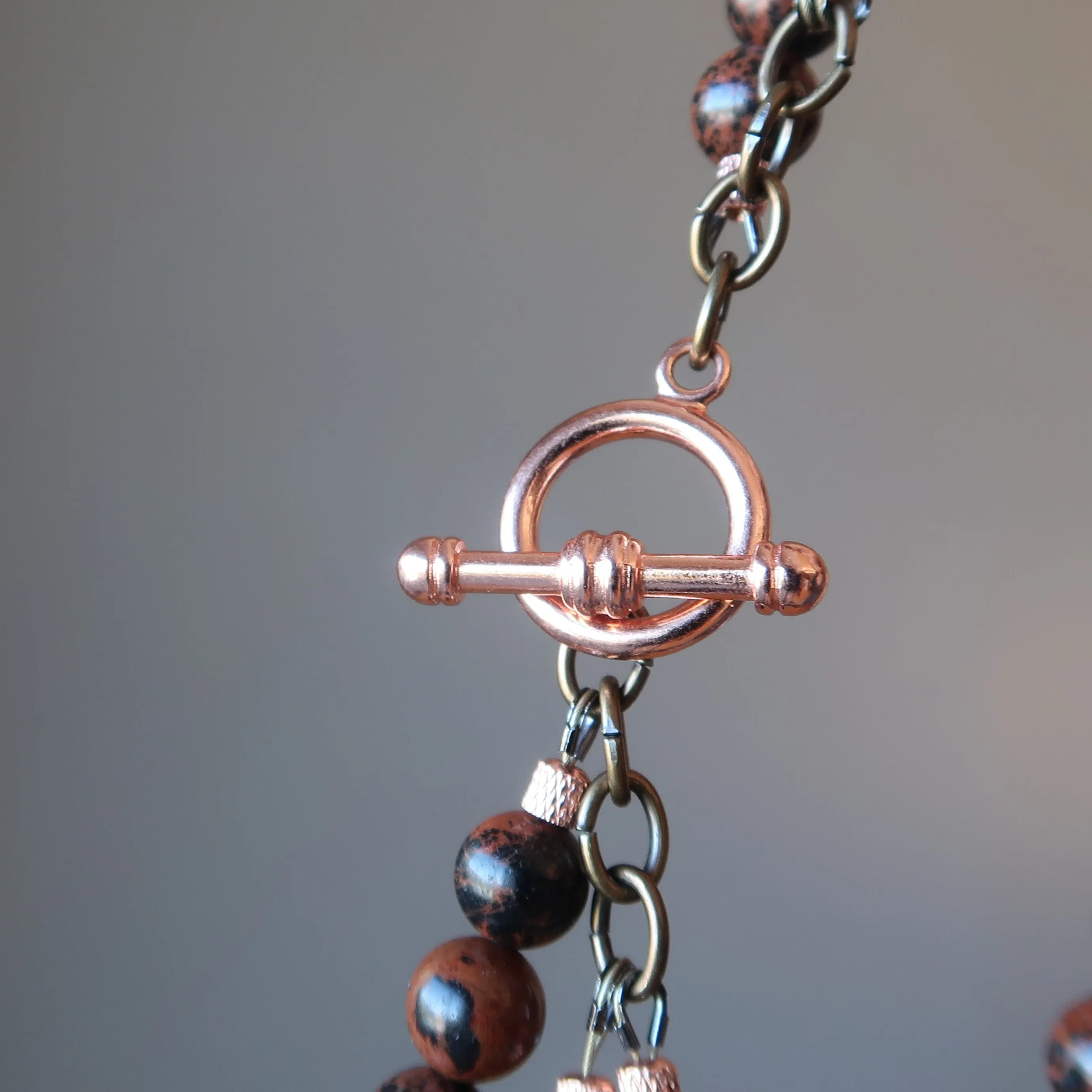 Obsidian Necklace 3-Layer Snowflake Mahogany Black