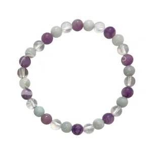 Oceanic - Amazonite Clear Quartz & Lepidolite Beaded Bracelet