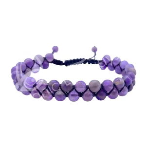 Oceanic - Amethyst Double Row Adjustable Beaded Bracelet