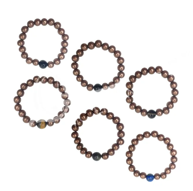 Oceanic - Copper Beaded Bracelet w/One Gemstone Bead