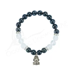 Oceanic - Goldsheen Obsidian & Clear Quartz Beaded Bracelet w/Money Frog