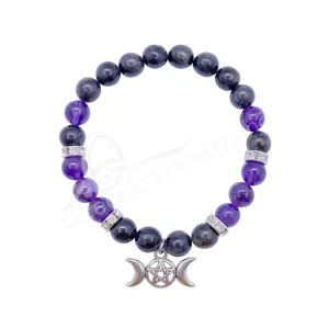 Oceanic - Nummite & Amethyst Beaded Bracelet w/Triple Moon