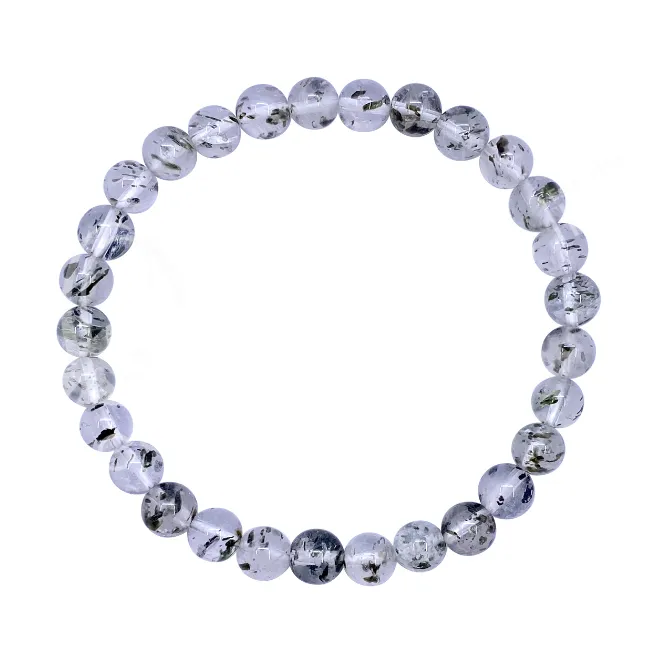 Oceanic - Quartz Crystal w/Green Mica Beaded Bracelet