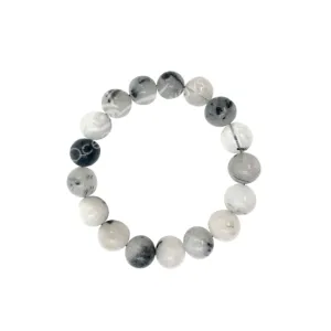 Oceanic - Quartz w/Rutile Black Tourmaline Beaded Bracelet