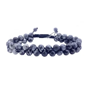 Oceanic - Snowflake Obsidian Double Row Adjustable Beaded Bracelet