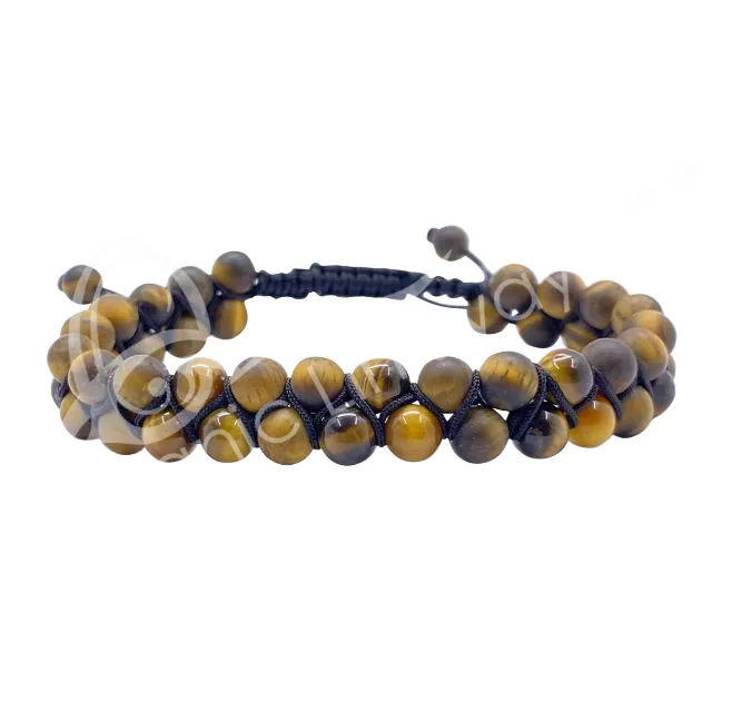 Oceanic - Tigers Eye Double Row Adjustable Beaded Bracelet