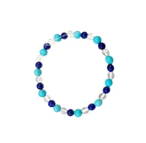 Oceanic - Turquoise Lapis Lazuli & Clear Quartz Beaded Bracelet