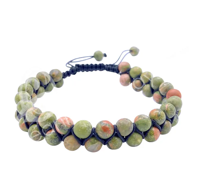 Oceanic - Unakite Double Row Adjustable Beaded Bracelet