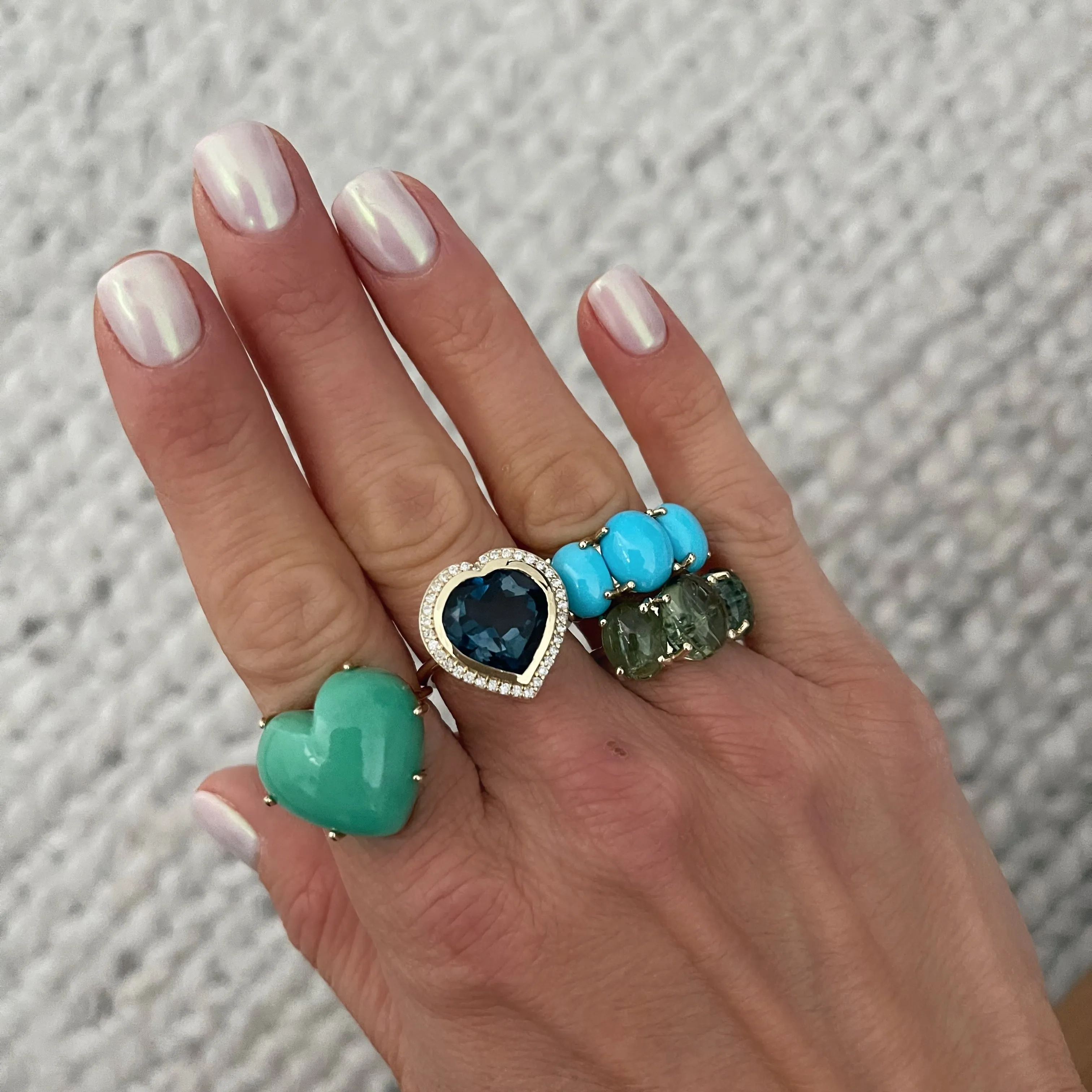 One of a Kind Candy Heart Puffy Gemstone Ring