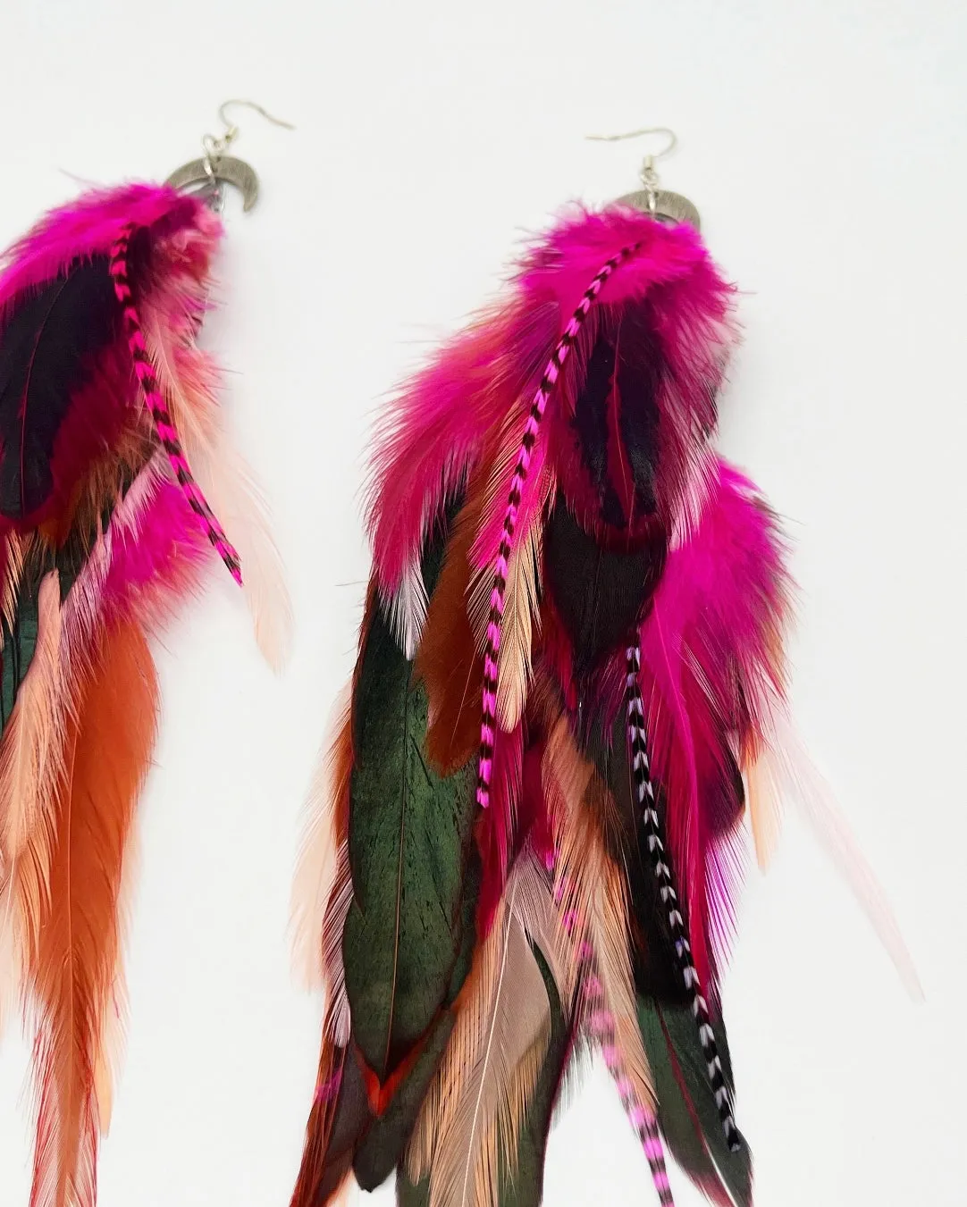 One of a Kind Long Bohemian Feather Earrings - Barbie Birds
