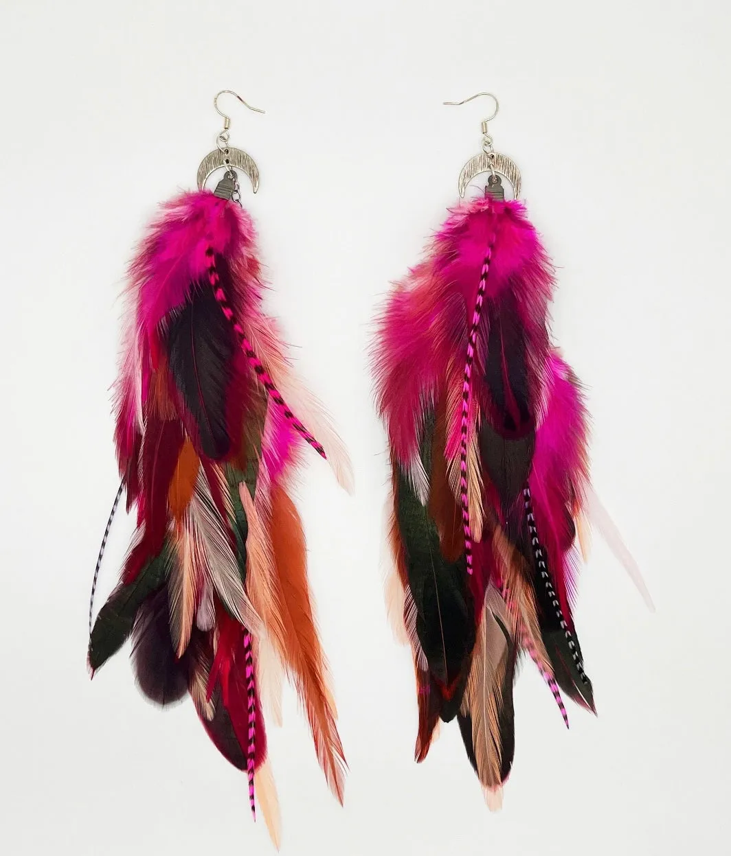 One of a Kind Long Bohemian Feather Earrings - Barbie Birds