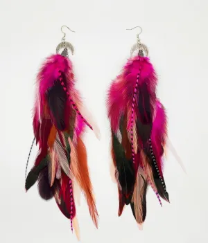 One of a Kind Long Bohemian Feather Earrings - Barbie Birds