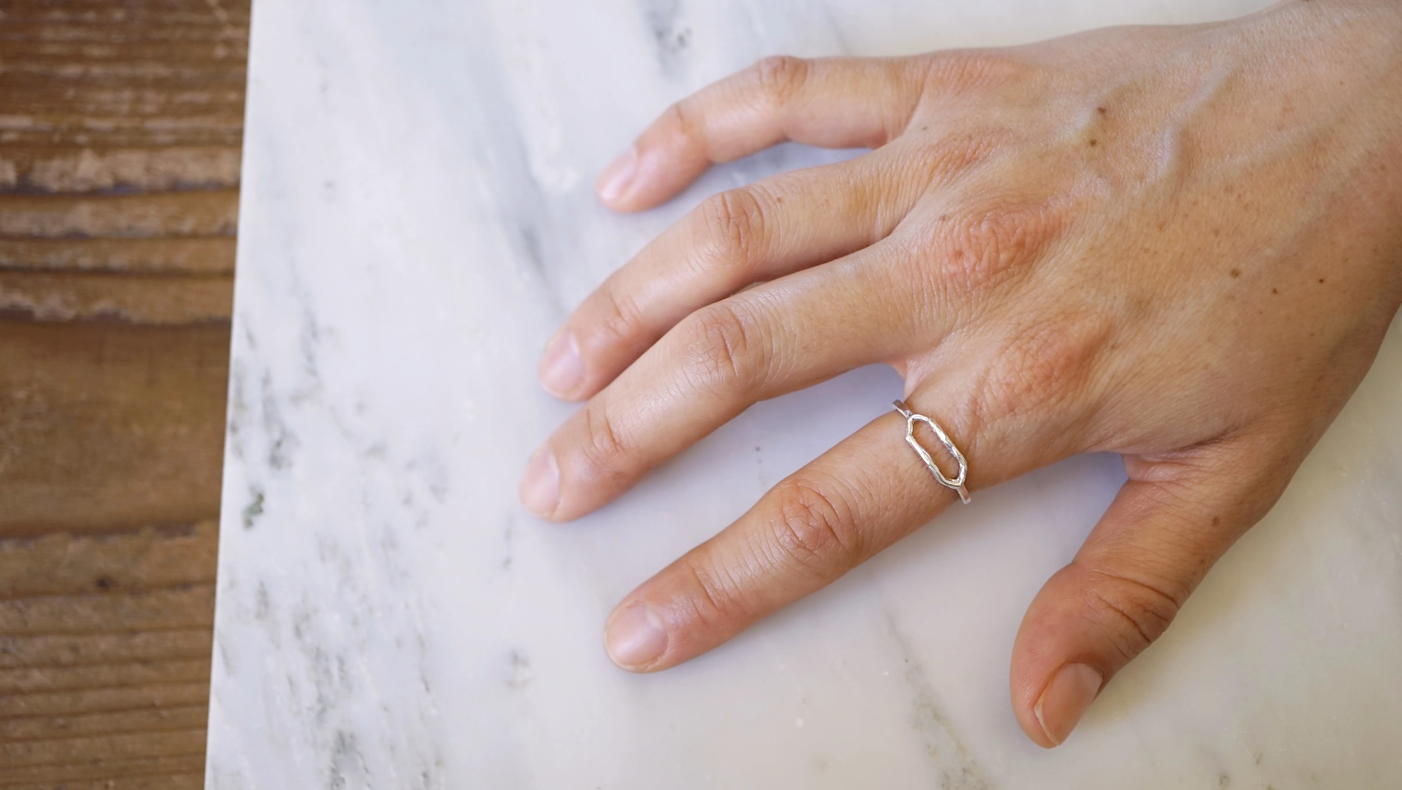Open signet ring in sterling silver