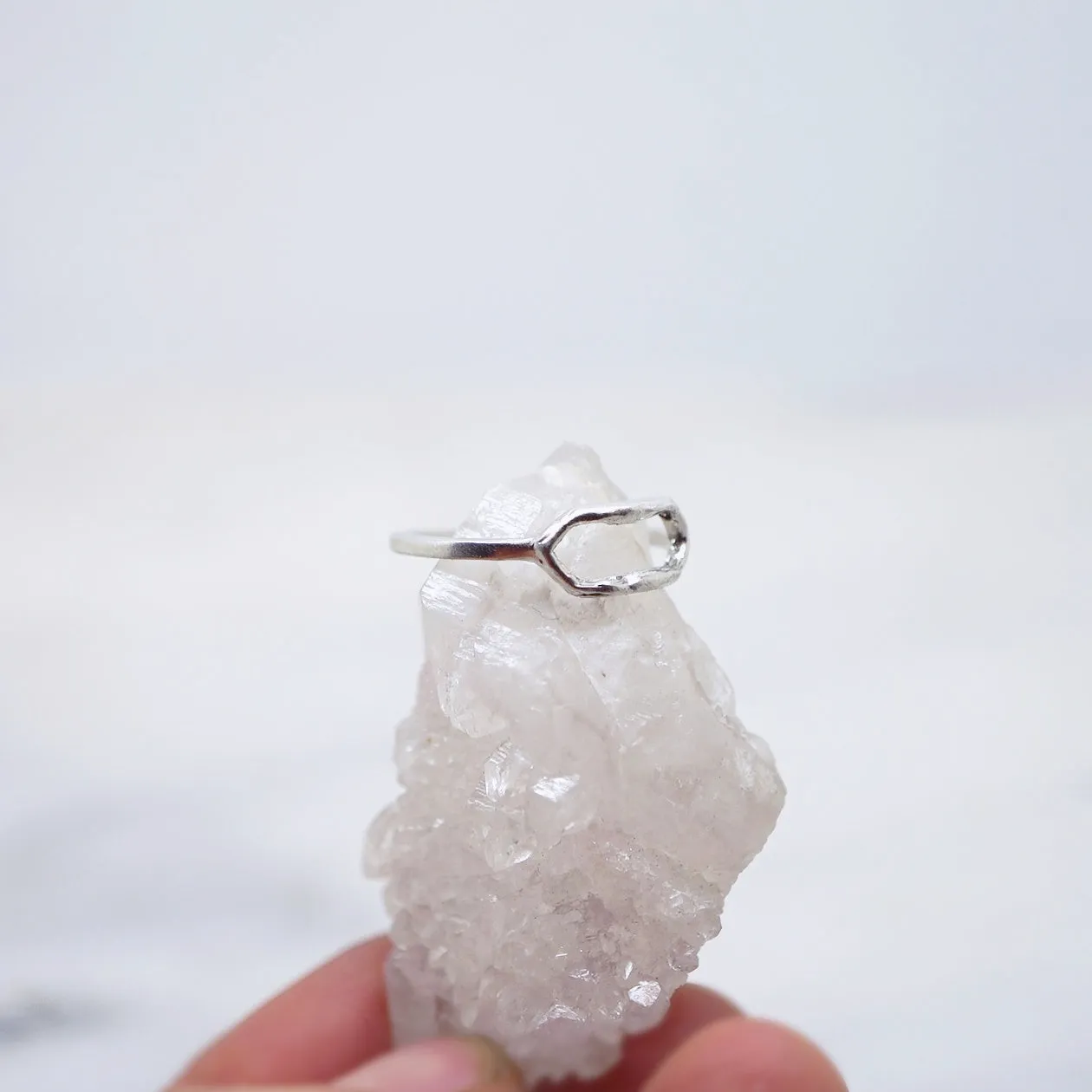 Open signet ring in sterling silver