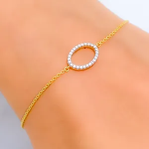 Ornate Oval-Shaped Diamond   18k Gold Bracelet