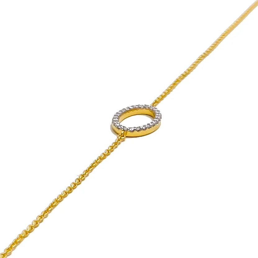 Ornate Oval-Shaped Diamond   18k Gold Bracelet
