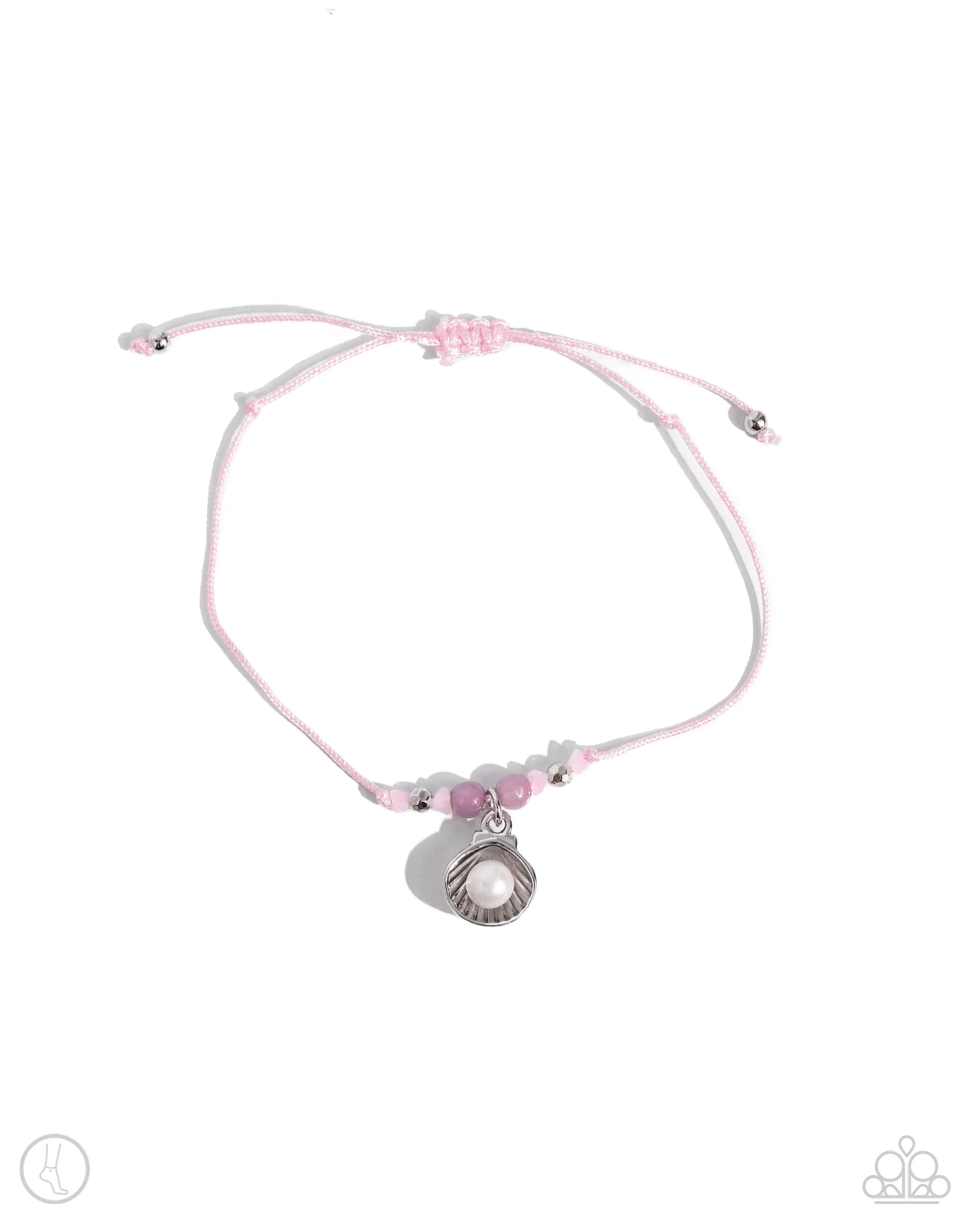 Oyster Overture - Pink - White Pearl Seashell Paparazzi Anklet