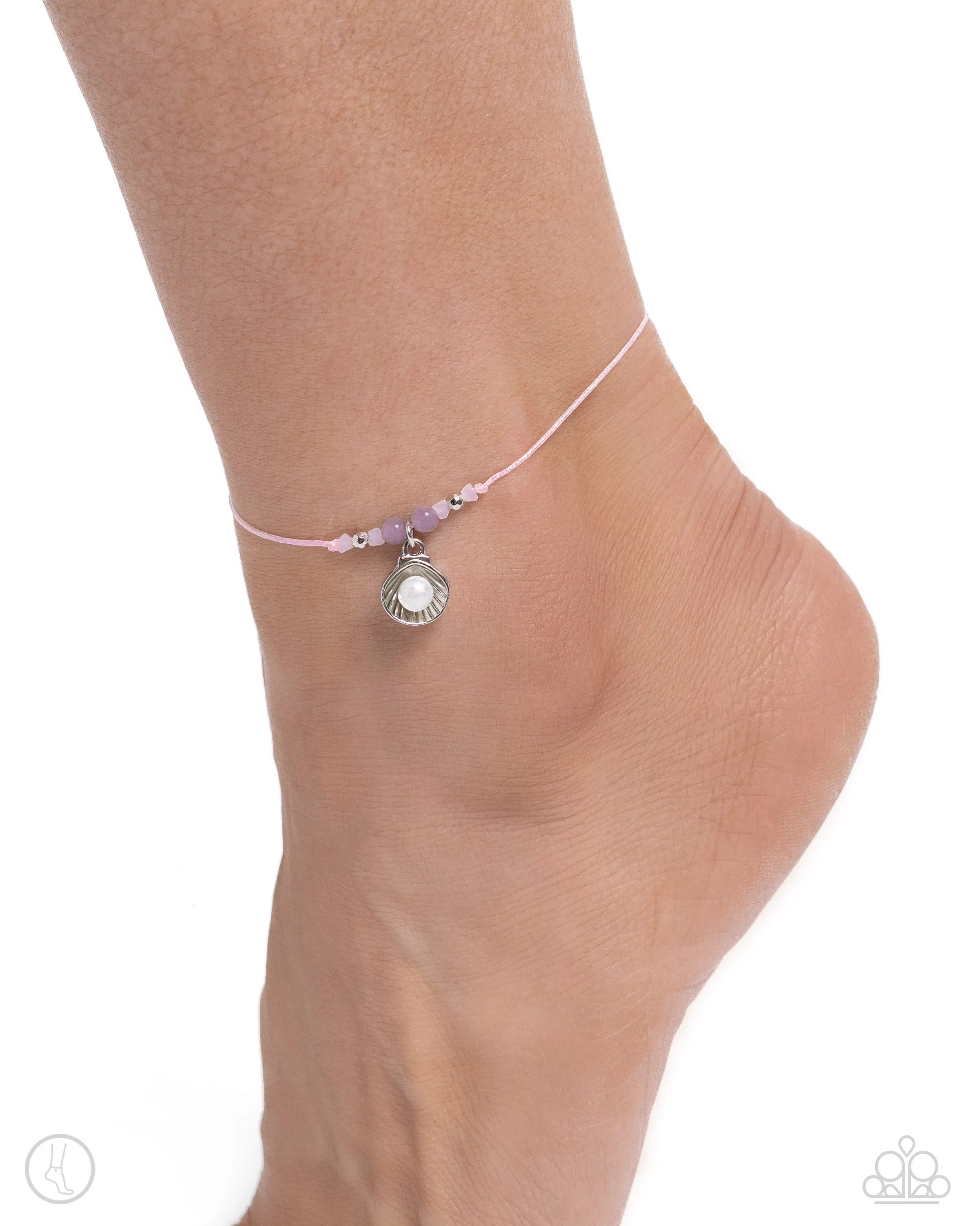 Oyster Overture - Pink - White Pearl Seashell Paparazzi Anklet