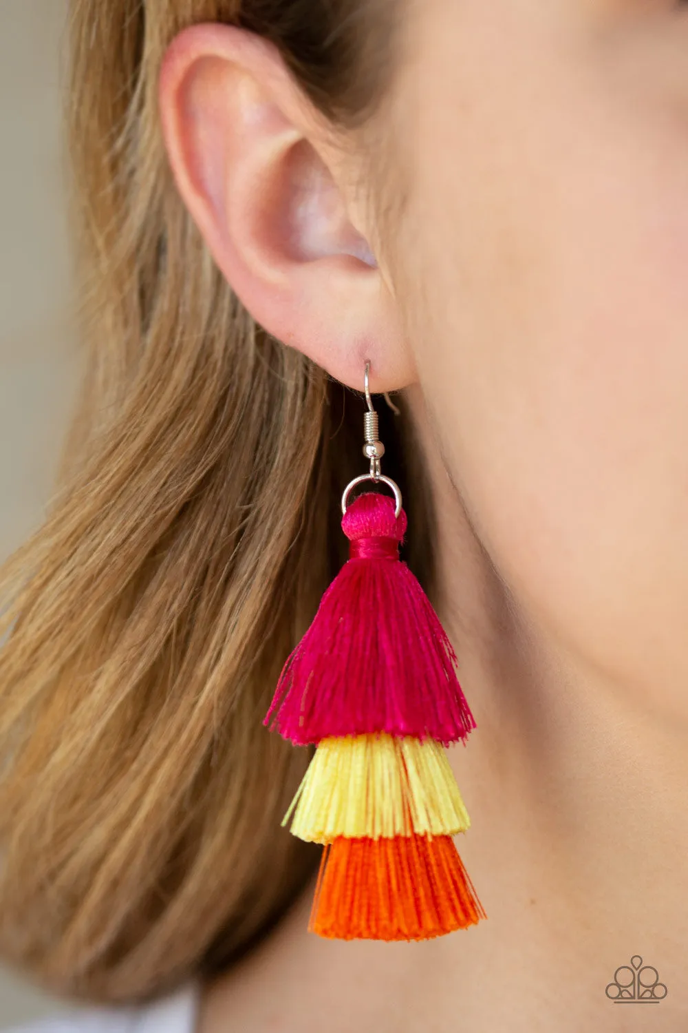 Paparazzi Hold On To Your Tassel! Earrings Multi