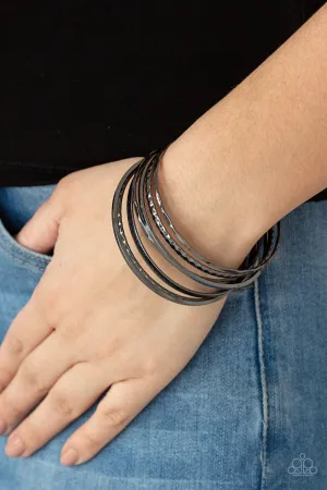 Paparazzi How Do You Stack Up? - Black Bangle Bracelet