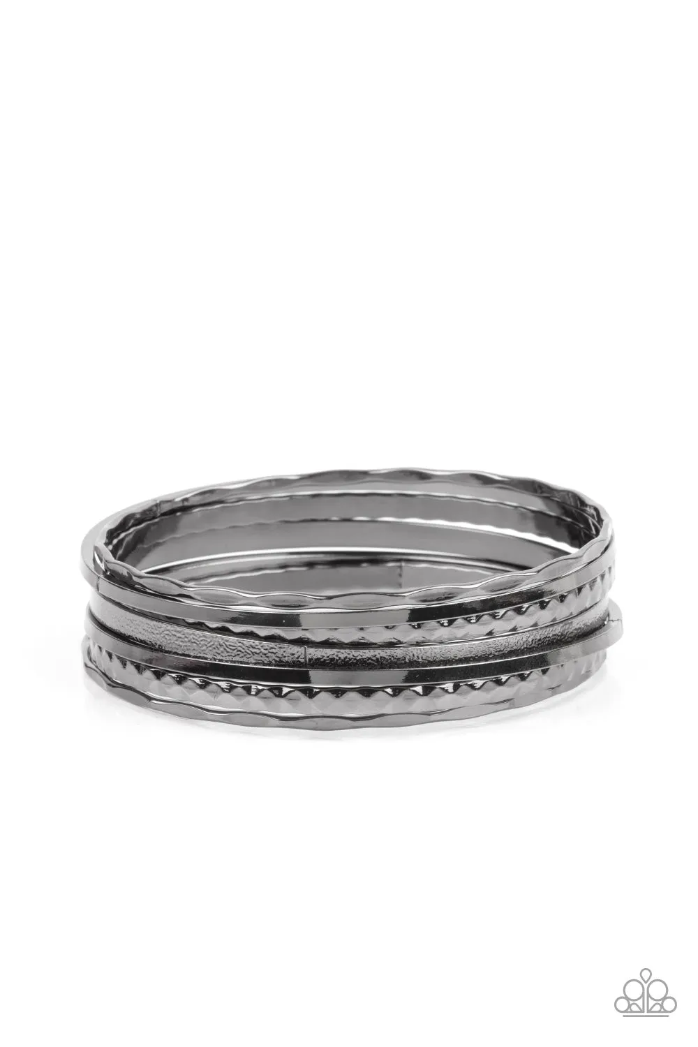 Paparazzi How Do You Stack Up? - Black Bangle Bracelet