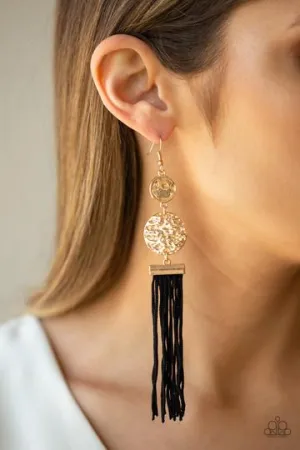 Paparazzi - Lotus Gardens - Black Tassel Earrings