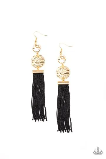 Paparazzi - Lotus Gardens - Black Tassel Earrings