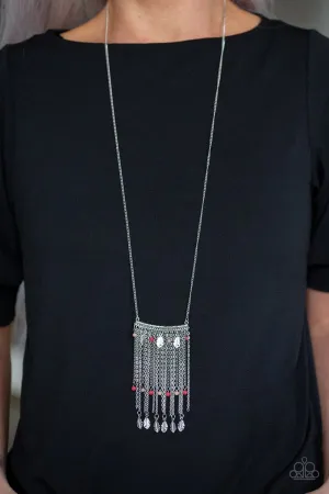 Paparazzi On the Fly Multi Red Stone Feather Necklace