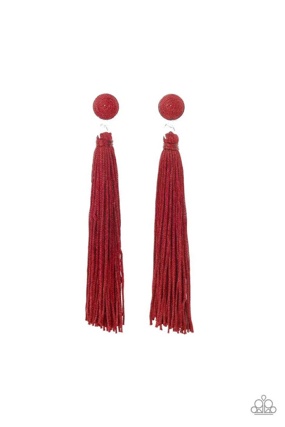 Paparazzi - Tightrope Tassel - Red Earrings