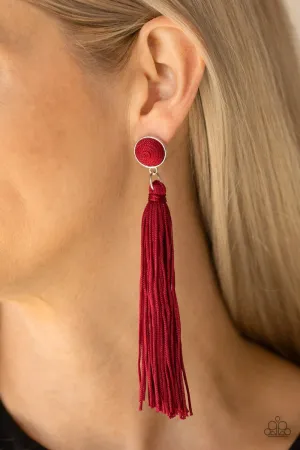Paparazzi - Tightrope Tassel - Red Earrings