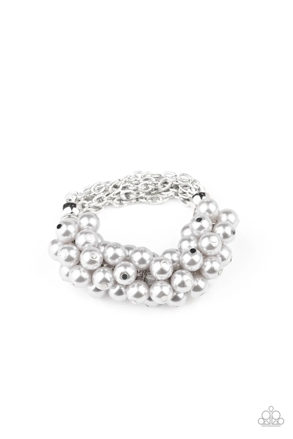 Paparazzi Up Class Clash -  Pearl Silver Bracelet