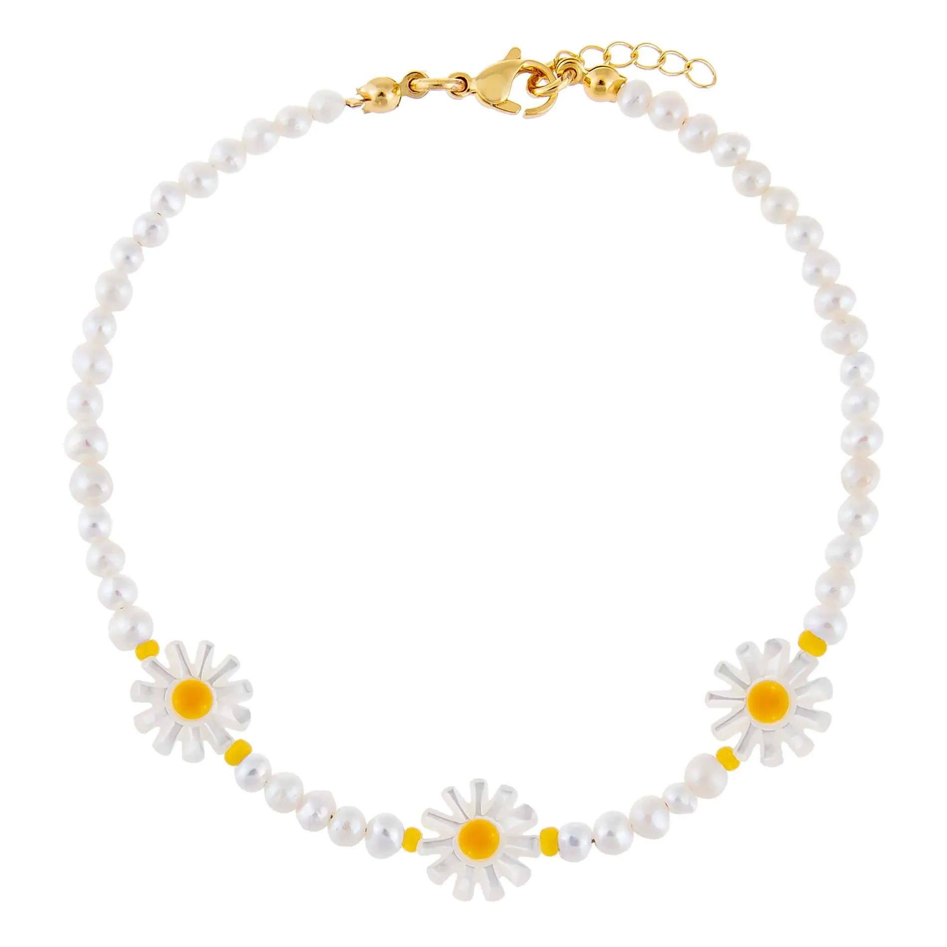 Pastel Daisy Beaded Anklet