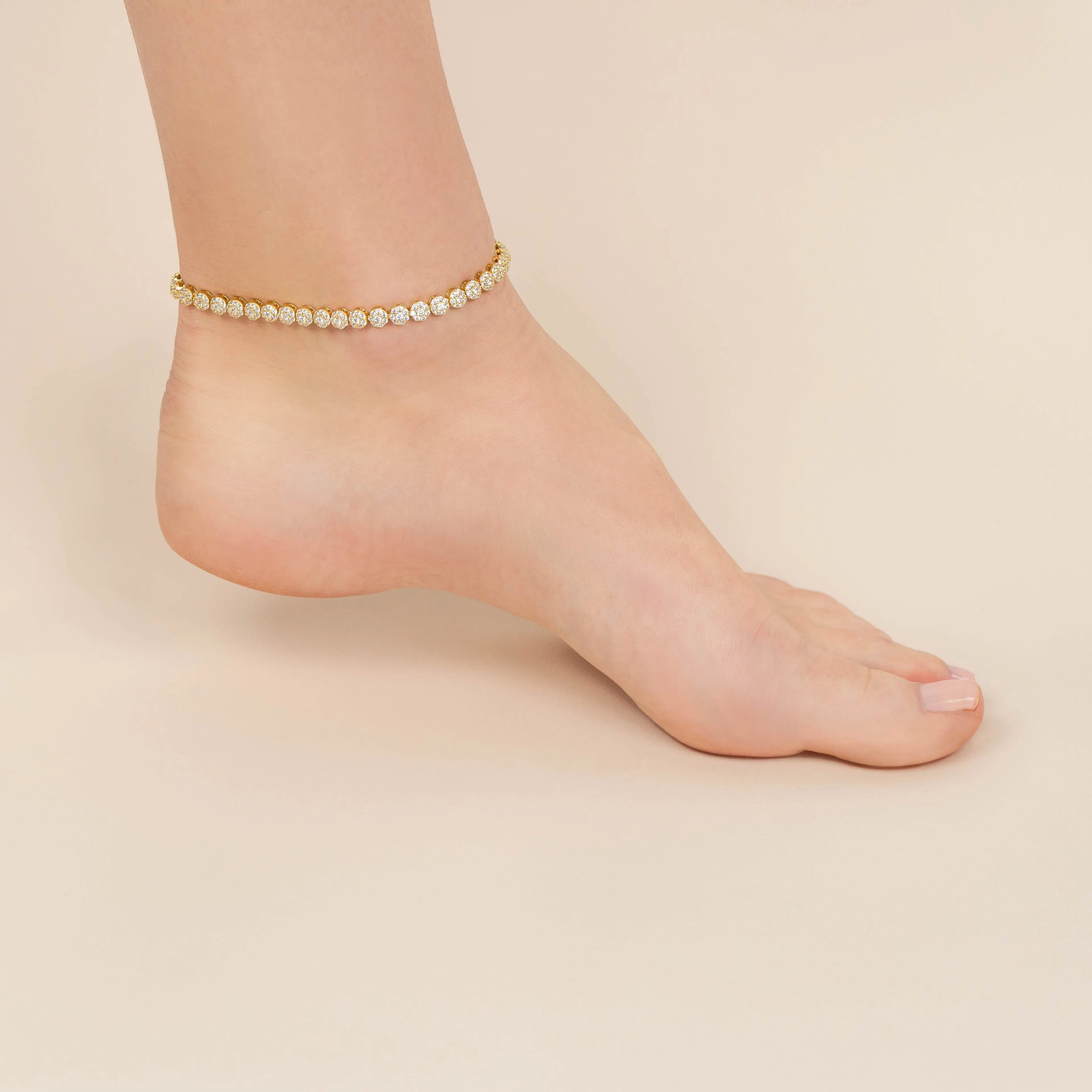 Pavé Multi Flower Anklet