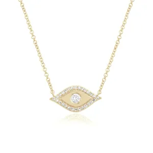 Pave and Gold Evil Eye Necklace