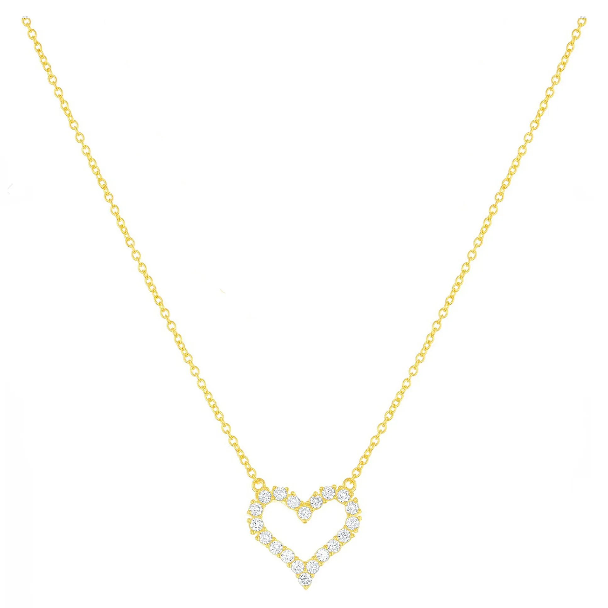 Pave Heart Outline Necklace