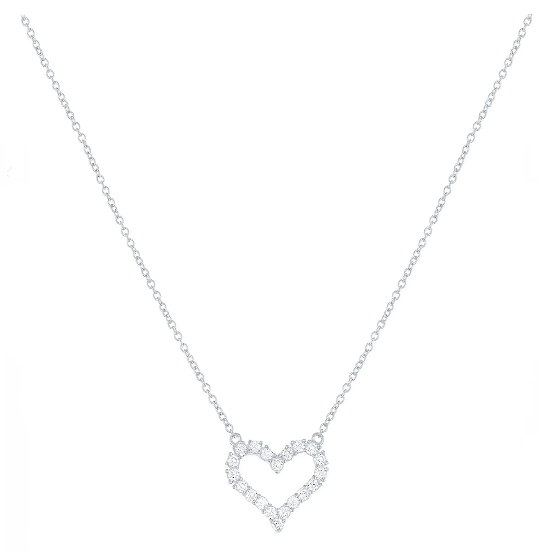 Pave Heart Outline Necklace