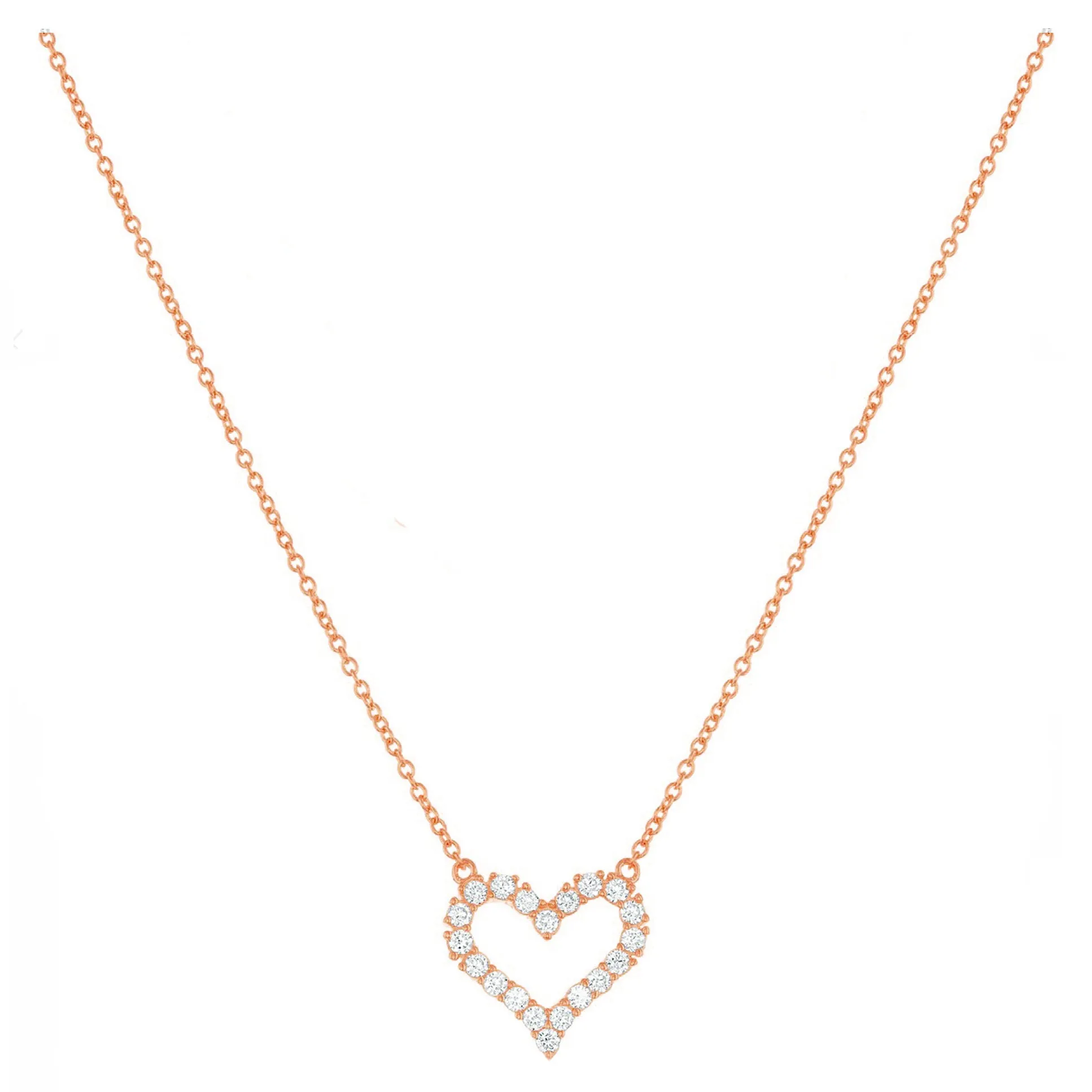 Pave Heart Outline Necklace