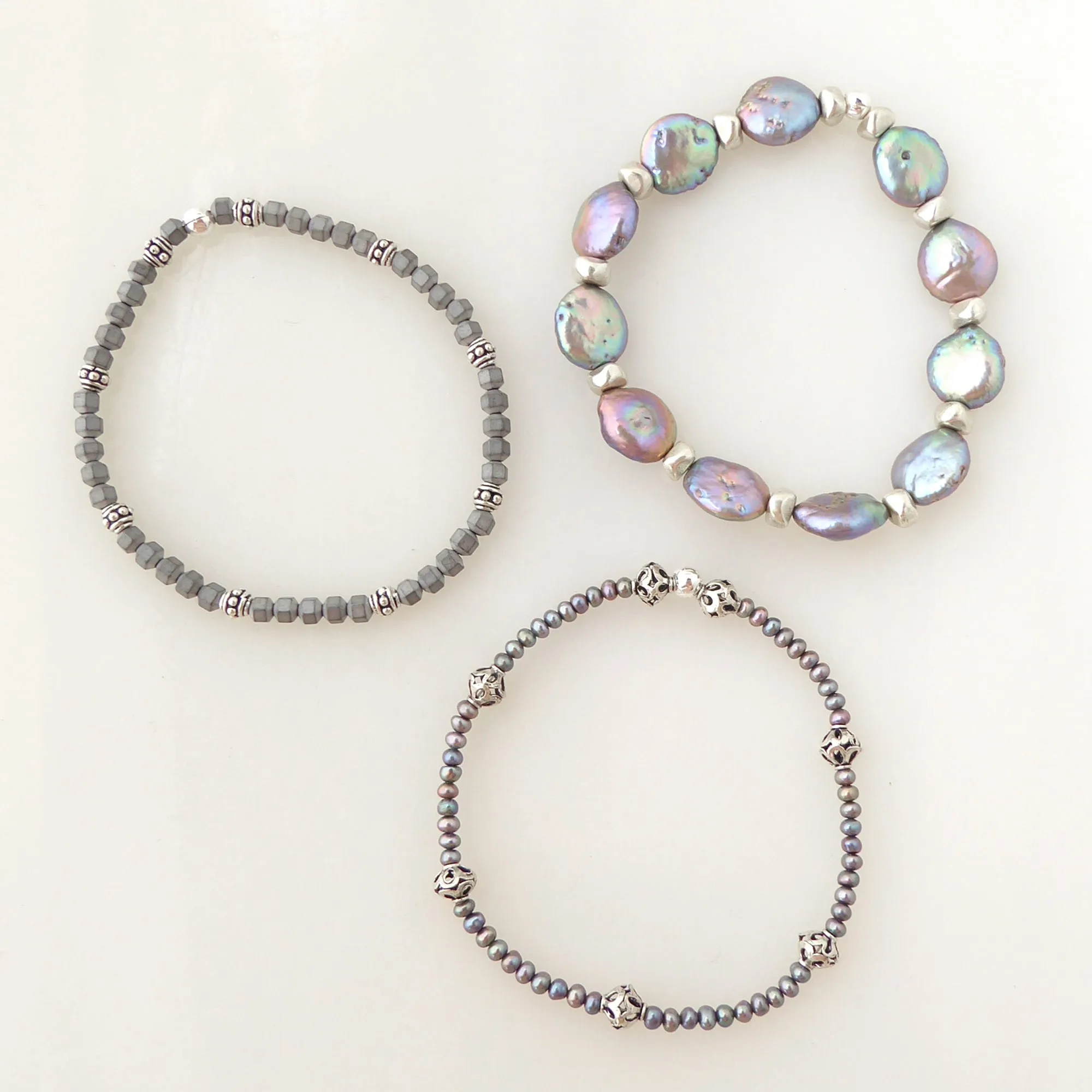 Peacock pearl bracelet set