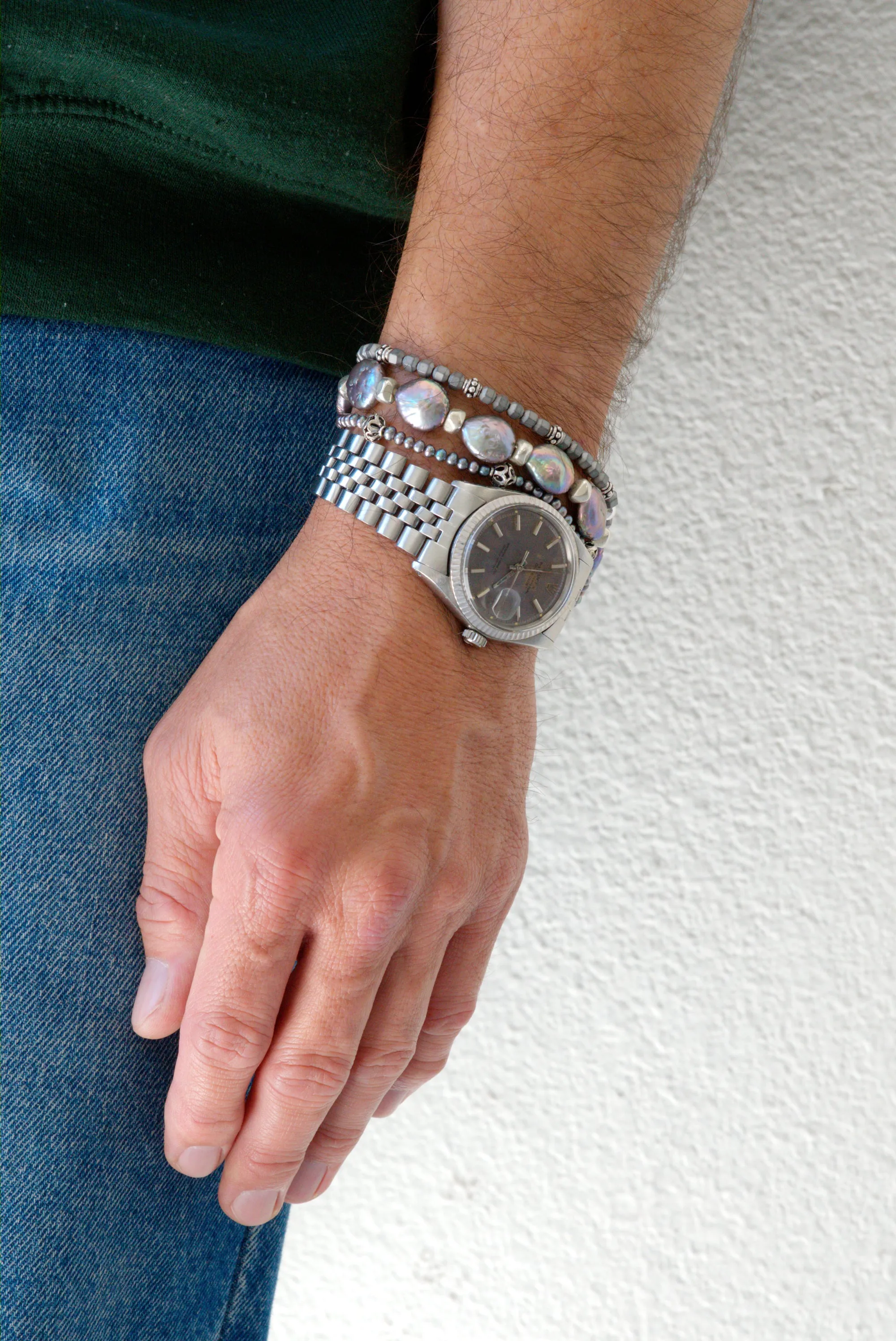 Peacock pearl bracelet set