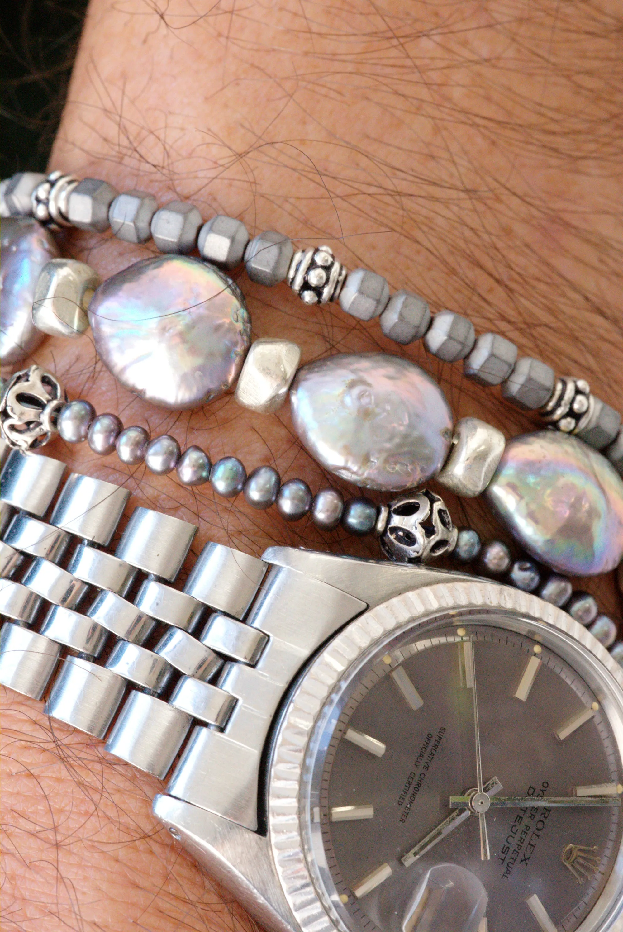 Peacock pearl bracelet set