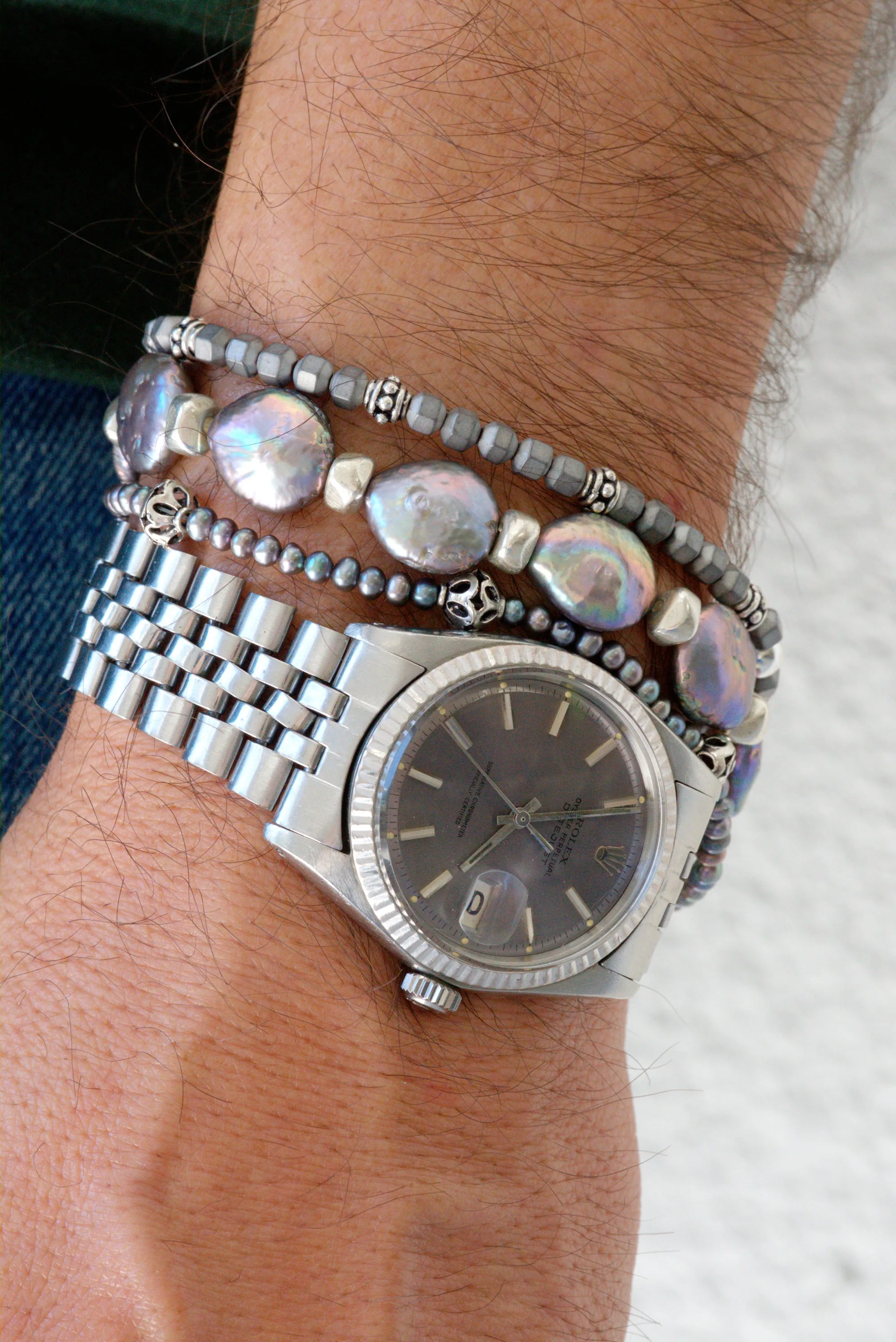 Peacock pearl bracelet set